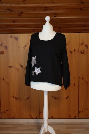 Bluse ANISTON mit Pailletten-Sterne schwarz Gr. 42 NEU