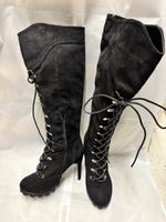 Stiefel Damen schwarz Grösse 36 GOLD&GOLD Schnürung hoch