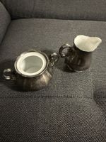 Zuckerdose und Milchkännchen versilbertes Porzellan Bavaria