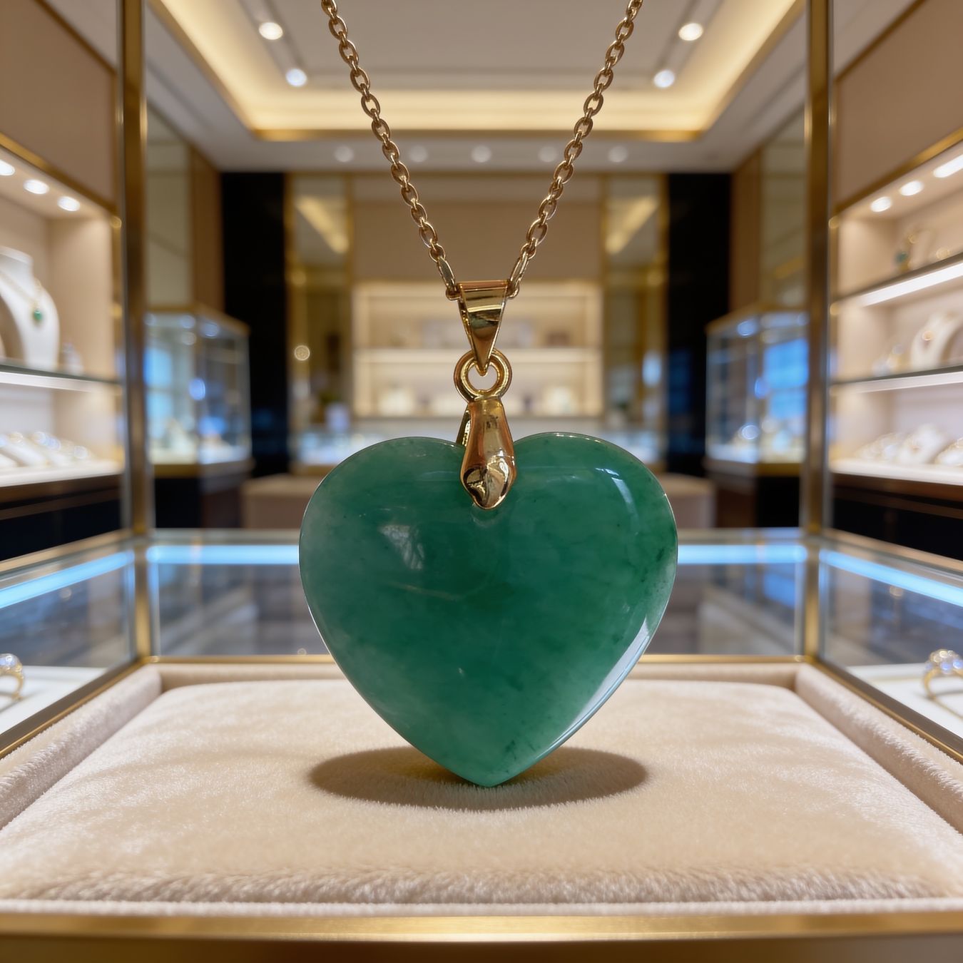 Colliers: Collier pendentif cœur vert agate – Neuf avec emballage d'origine à St-Maurice par Sandrinette123 1