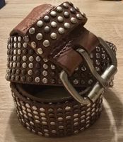 Cooler Nietengürtel Gr. 85 Leder braun