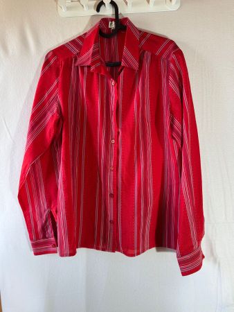 Rote Vintage Langarm Bluse von Ines of Switzerland Gr. 38
