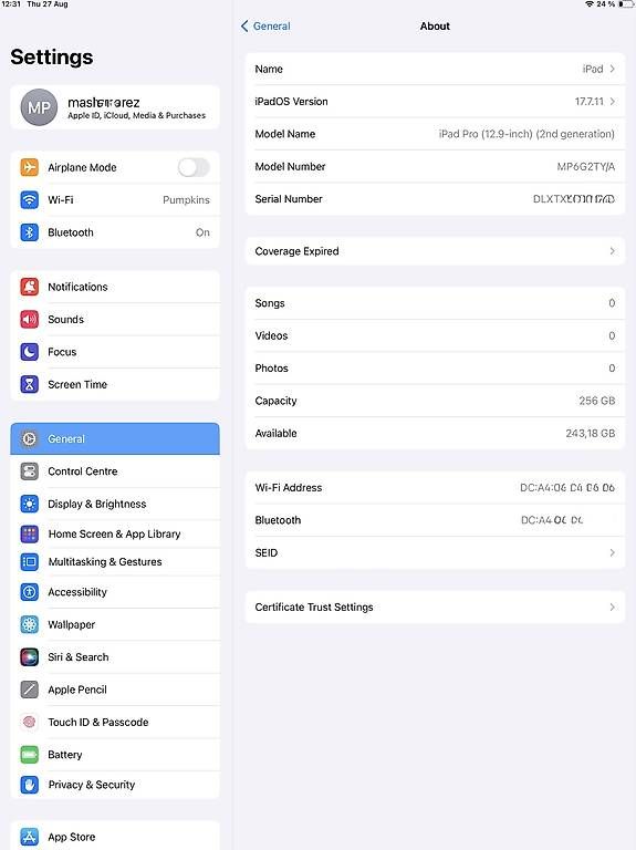 Apple Tablettes PC: iPad Pro 12.9" (2. Gen) 256GB – D'occasion à Effretikon par Gettrix 1