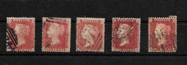 LOT ENGLAND 5 x ONE PENNY red Königin Viktoria um 1854