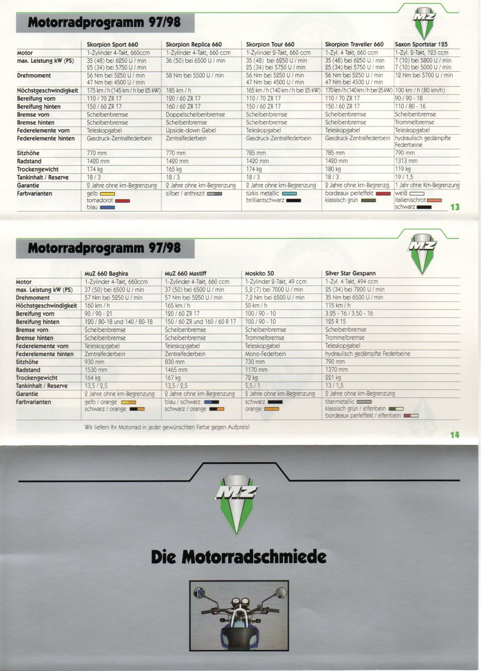 Mz Strada: MZ Modellprogramm 1997/1998 - Originalprospekt – Usato da Malans GR venduto da Chueche427 3