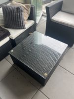 Schwarzer Rattan-Outdoor-Tisch – 65 × 65 cm