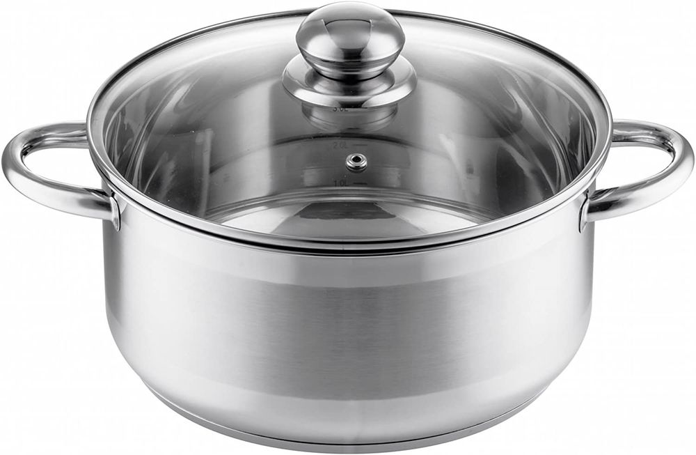 Produktbild von 12-teiliges Edelstahl Kochtopfset – Mit Glasdeckeln & Kühl Bleibenden Griffen