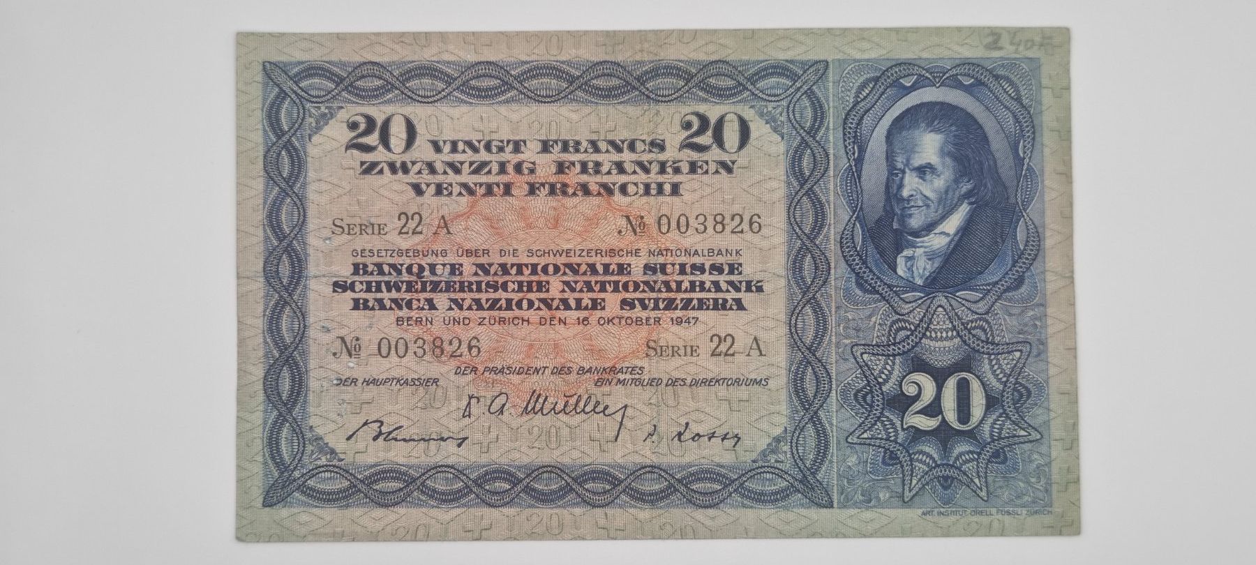 Billets de banque: Note von 20 FR Jahre 1947 – D'occasion à Bure par chap981