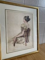 Magnifique aquarelle, représentant une femme assise 