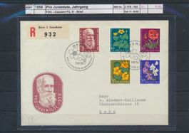1959 Pro Juventute, Jahrgang, FDC - Couvert P2, R - Brief
