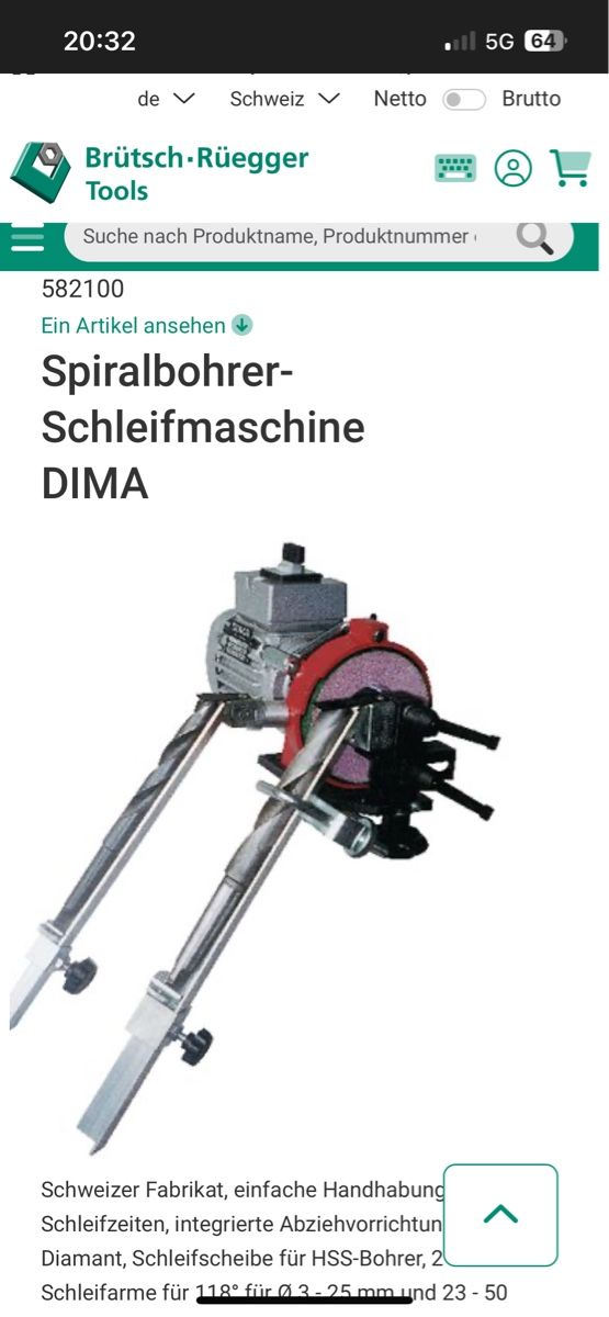 Tutti gli attrezzi: Spiralbohrer-Schleifmaschine DIMA – Usato da Goldiwil (Thun) venduto da Carlo77 2