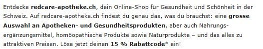 Buoni: Redcare Apotheke 15% Rabatt – Usato da Burgdorf venduto da MCSchweizer88 1