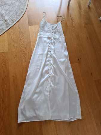 Sommerliches, langes, weisses Kleid mit Spitze, Gr. S