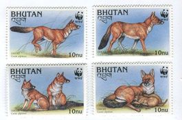 Briefmarken "Rothund". Bhutan.