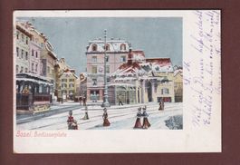 BASEL unter Schnee - Barfüsserplatz - 1902