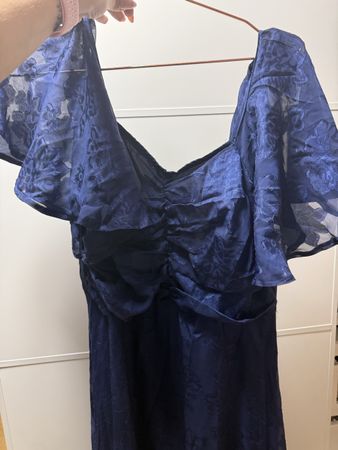 Damen Kleid dunkelblau mit Blumenmuster kurzarm neu