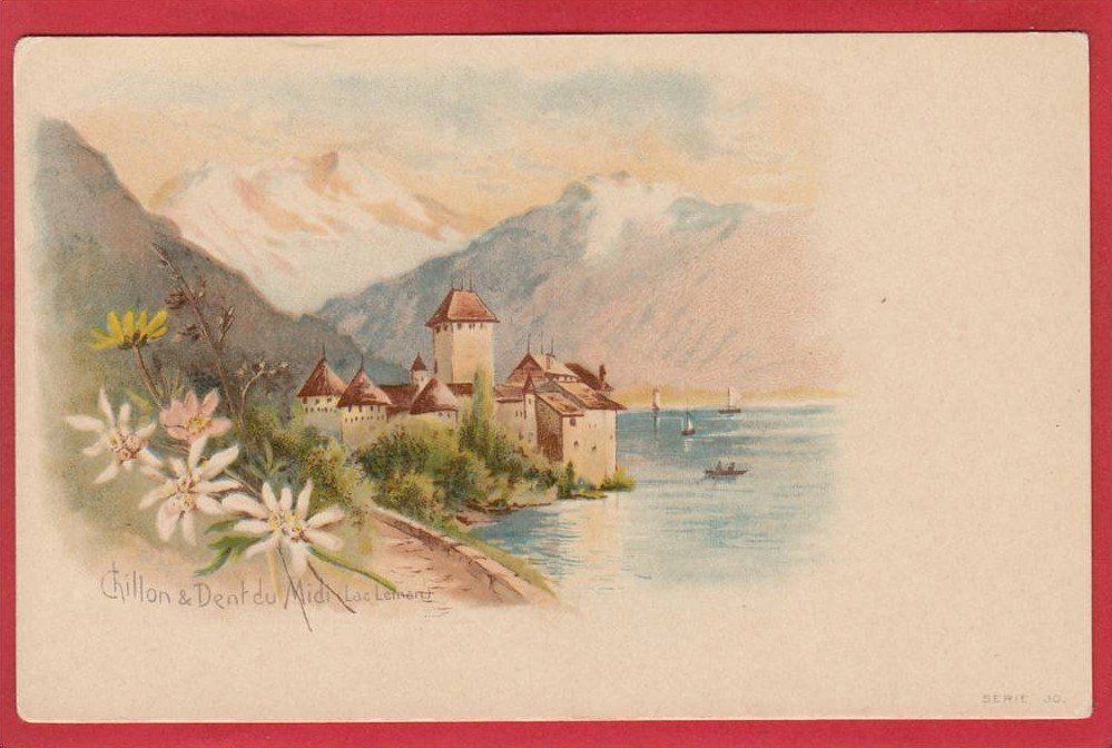 Cartoline postali: CHÂTEAU DE CHILLON, LITHO, EDELWEISS – Usato da Grüningen venduto da Kartenlaube