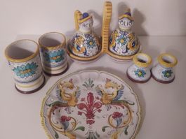 Vintage Deruta M. Sambuco Keramik Set -Handbemalt, Italien