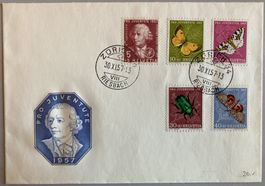 FDC Pro Juventute 1957 ET Zürich ohne Adresse, SBK 50 Fr.