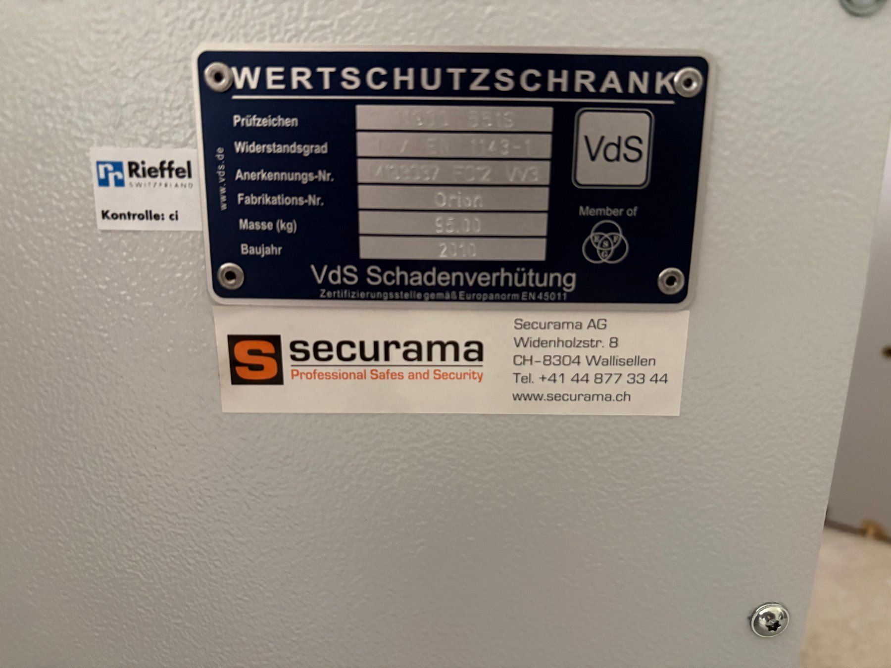 Tresor: Tresor Securama / Rieffel – Neu (gemäss Beschreibung) aus Dornach von Hofleur 1