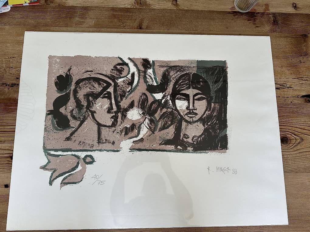 Grafiken & Lithographien: Lithografie von Rudolf Mirer "Gsichter" – Gebraucht aus Conters von mon_7s2b 1