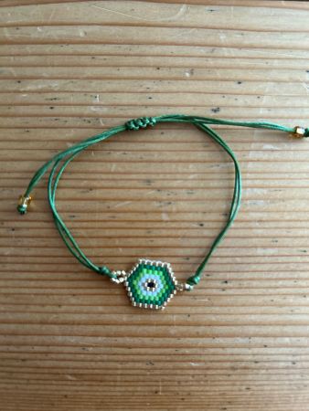 Perlenbesetztes 🧿Evil Eye🧿 Armband grün