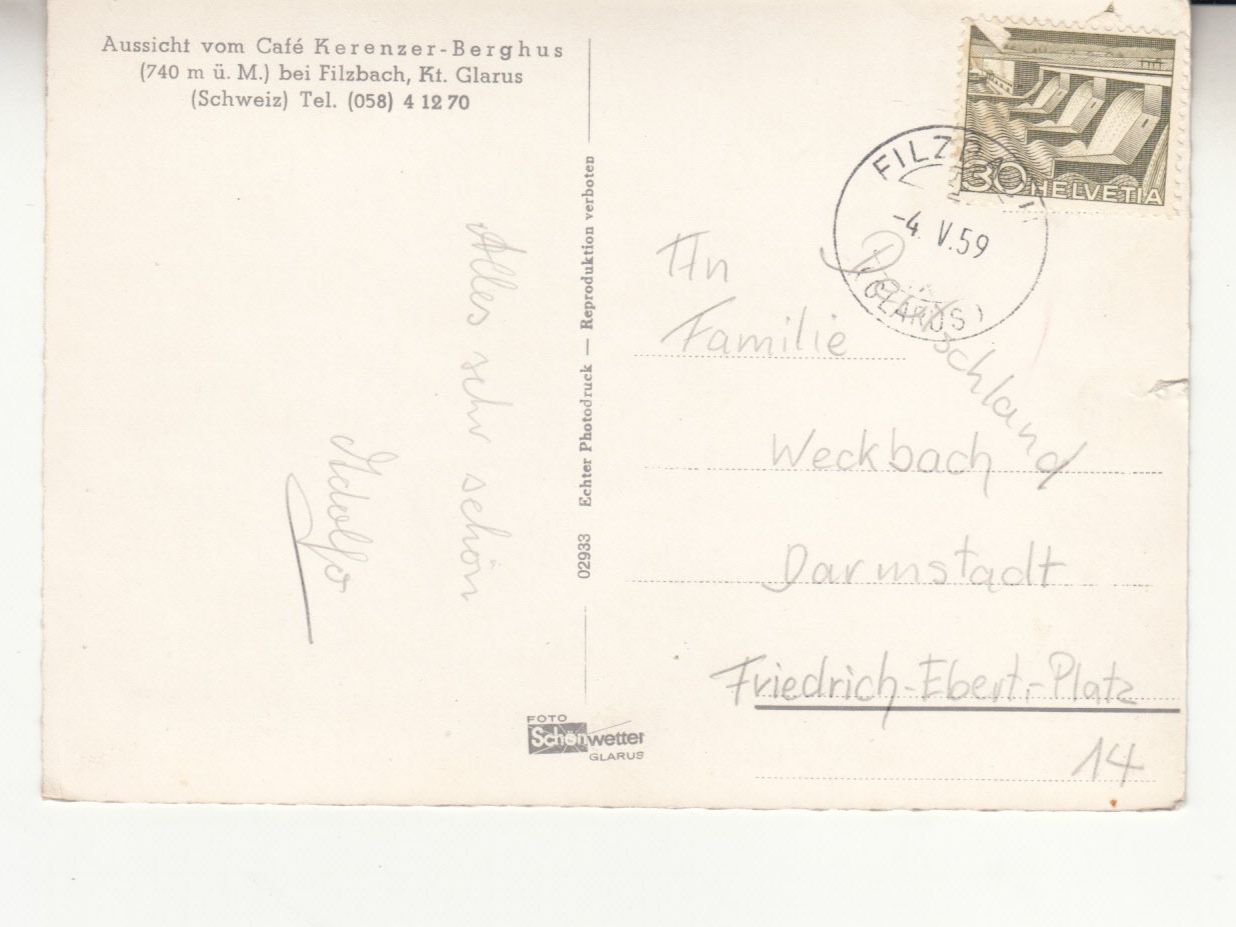 Ansichtskarten: Walensee Amden, aus Filzbach, 1959 – Gebraucht aus Bürglen TG von StampGraf 1