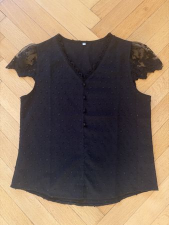 Chemisier / haut / blouse noire élégante dentelle - Taille M