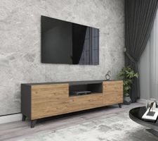 Lowboard TV Schrank Fernsehtisch TV Bank schwarz/holz