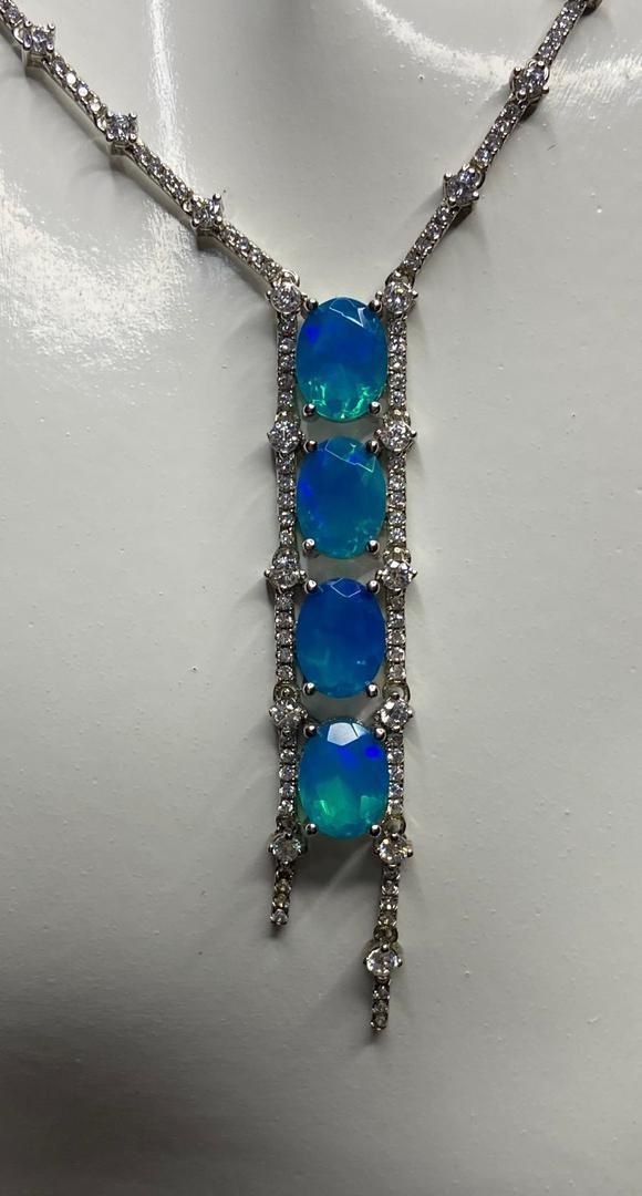 Catenine: Blue Opal Halskette, Asymetrisch Silber 925 – Usato da St. Gallen venduto da GIULESGG