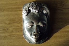 Afrikanische Frau Kopf Relief Breite 20cm Höhe 32cm Guss