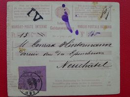 INT. Geldanweisung 1885: Cormondreche NE, +Nummern-Ettikette