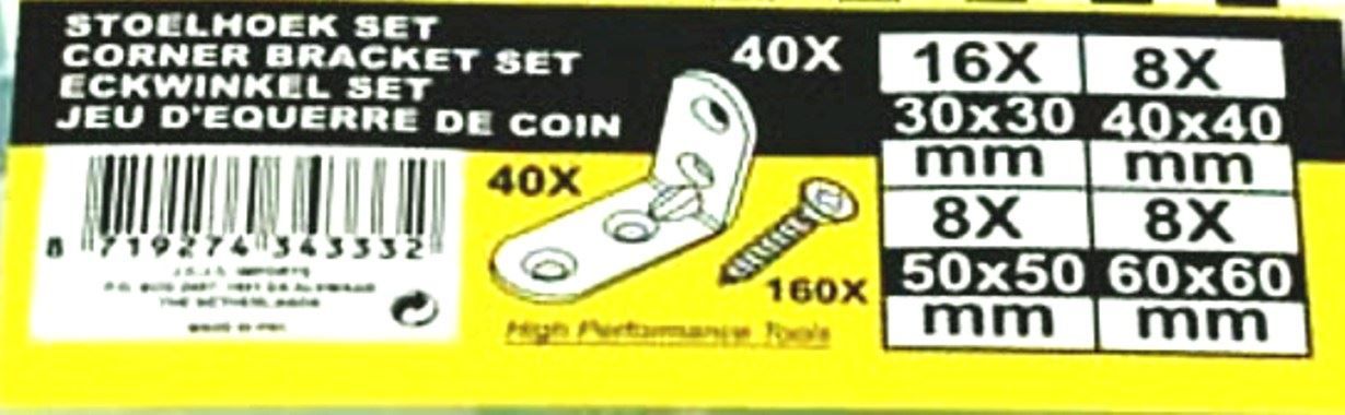 Eisenwaren: 40teil. Eckwinkel Set + 160 Schrauben – Neu und originalverpackt aus St. Gallen von schnaeppchen-preise 1