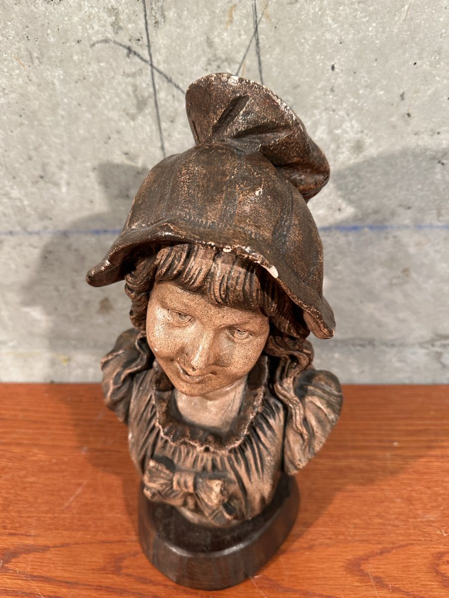 Statuette: Buste décorative vintage en plâtre, – Usato da Lausanne venduto da artnouveau05 3