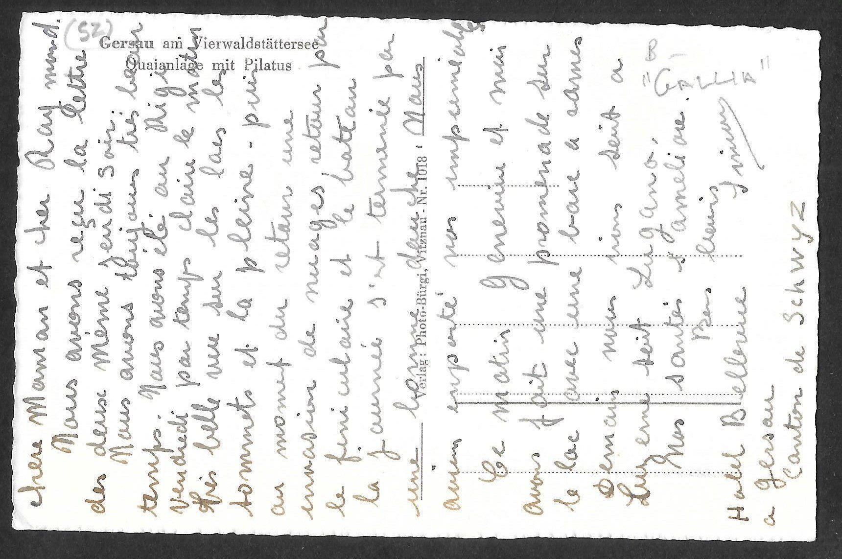 Cartoline postali: Gersau Teilansicht mit Dampfschiff Gallia – Usato da Olten venduto da clotaldi 1