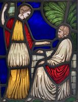 Wappenscheibe/Buntglasbild - Biblische Szene, Anfang 20. Jh.