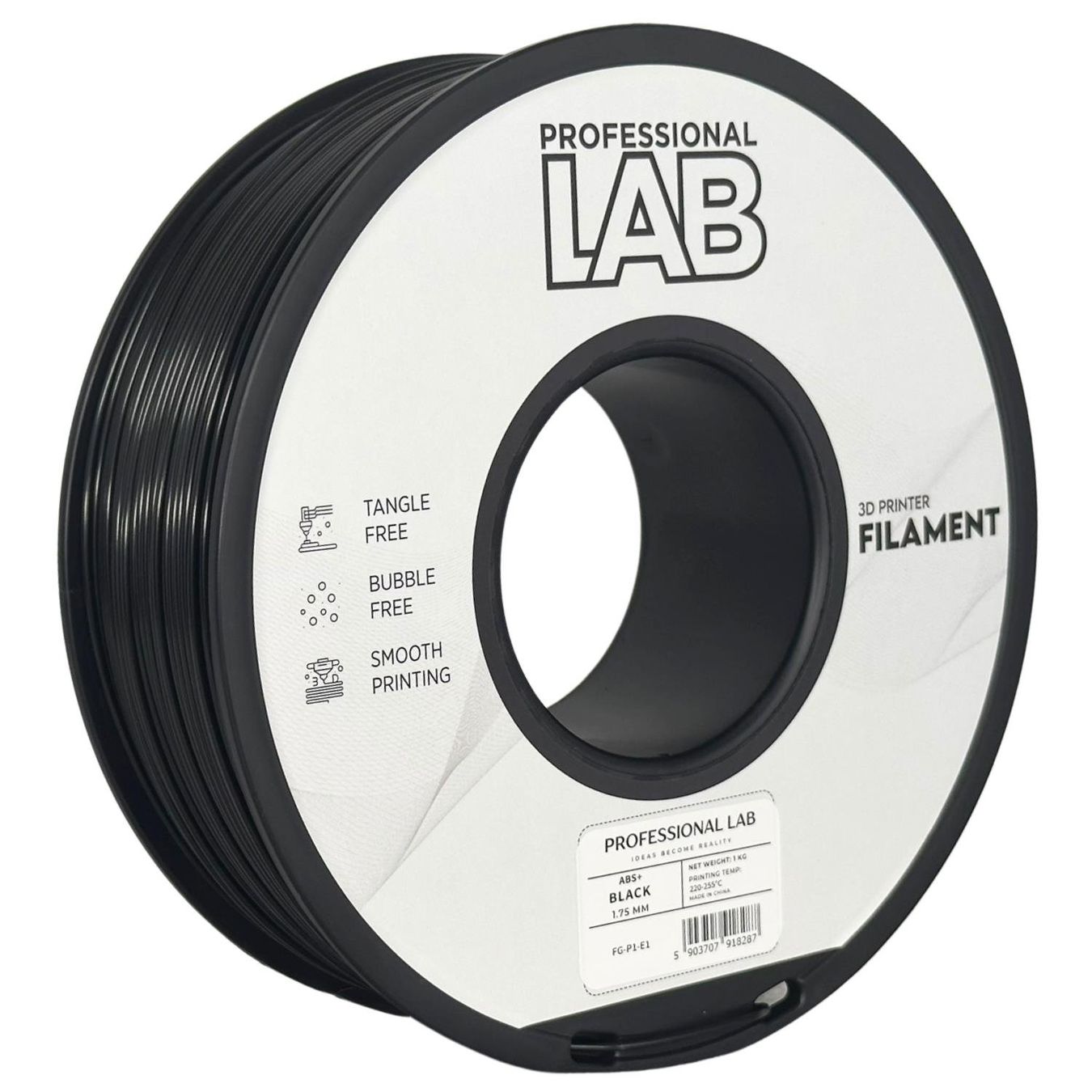 3D Drucker: ABS+ Filament, 1.75 mm, 1 kg, Schwarz – Neu und originalverpackt aus Uffikon von DisimaTec