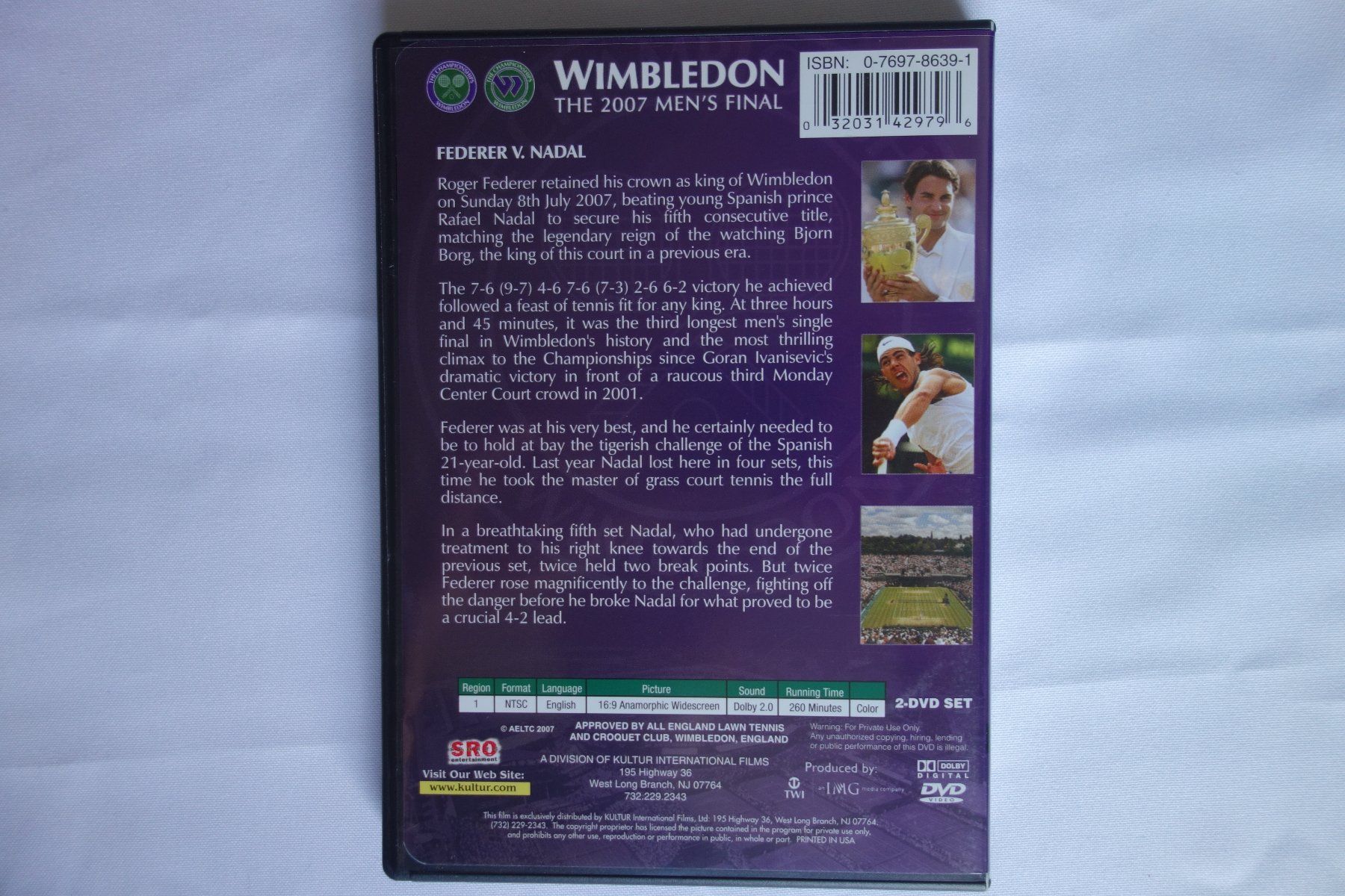 Tutti i DVDs: Wimbledon Federer V. Nadal 2007 Final - Gratis Versand ! – Usato da Luzern venduto da ron_35 3