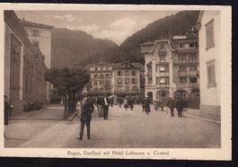 Bad Ragaz, Dorfbad mit Hotel Lattmann, belebt, 1924