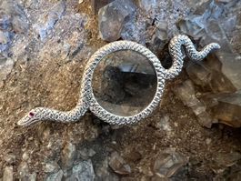 Prachtsstück - Anhänger Lupe - Schlange 925 Silber - Rubin