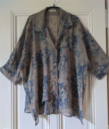 DONNA CARLA : Blouse taupe-bleue L-XXL