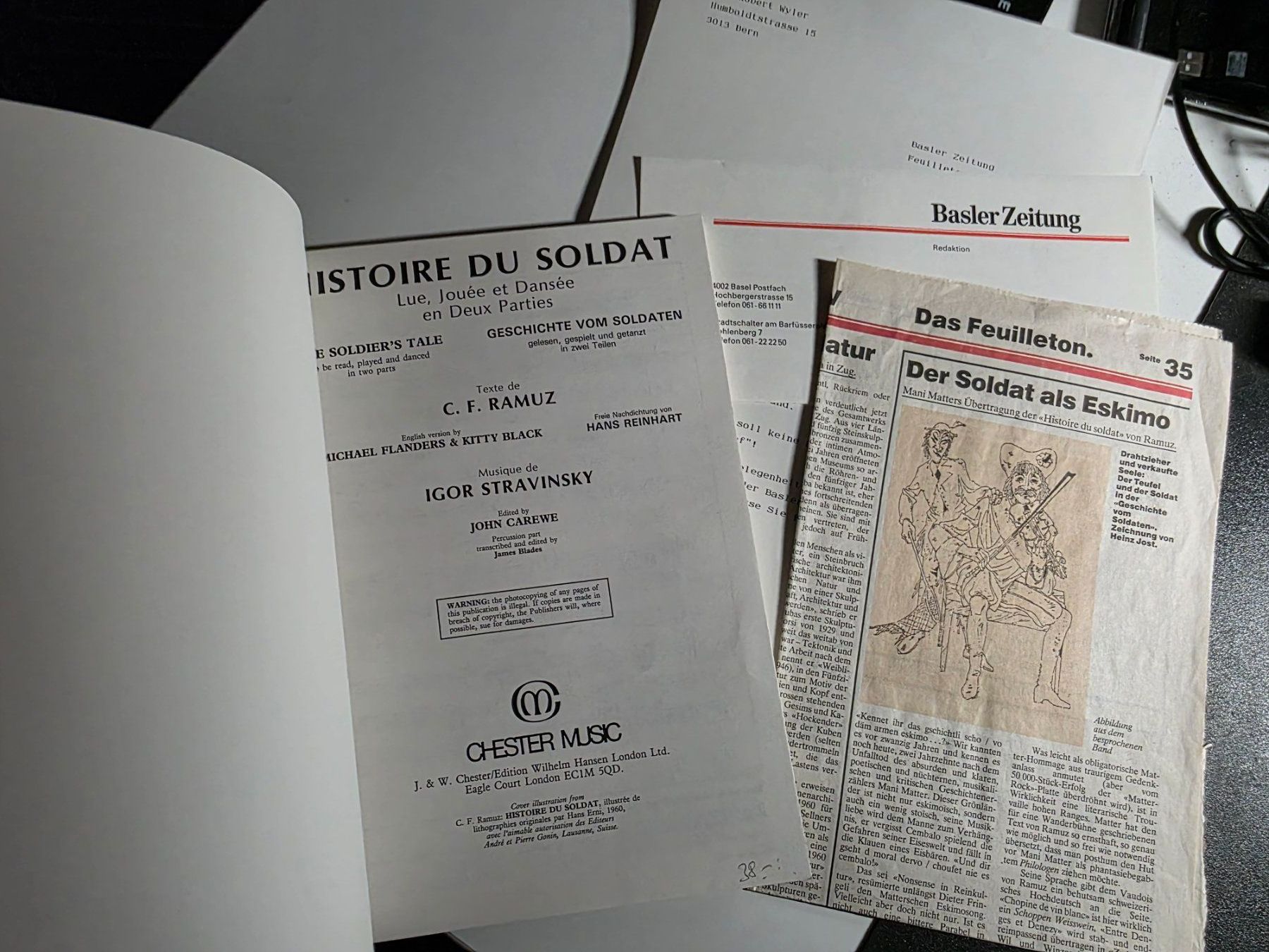 Libri: Histoire Du Soldat - Stravinsky - Ramuz - 1987 – Usato da Walterswil BE venduto da Lonitti 1