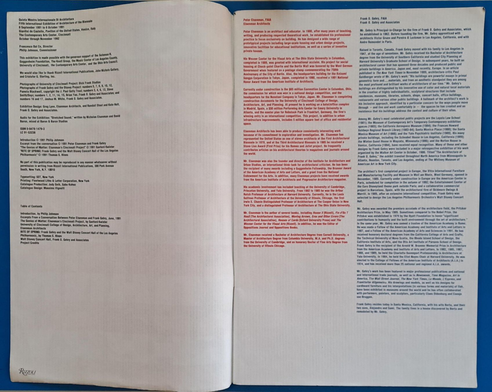Bücher: Peter Eisenman & Frank Gehry. Biennale 91. SUMO-FORMAT! – Gebraucht aus Zürich von archiphil 2