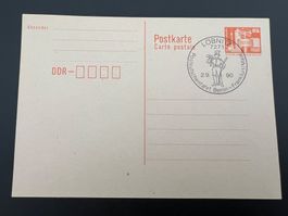 BRD Postkarte Postkutschenfahrt Löbnitz 1990 (R646)