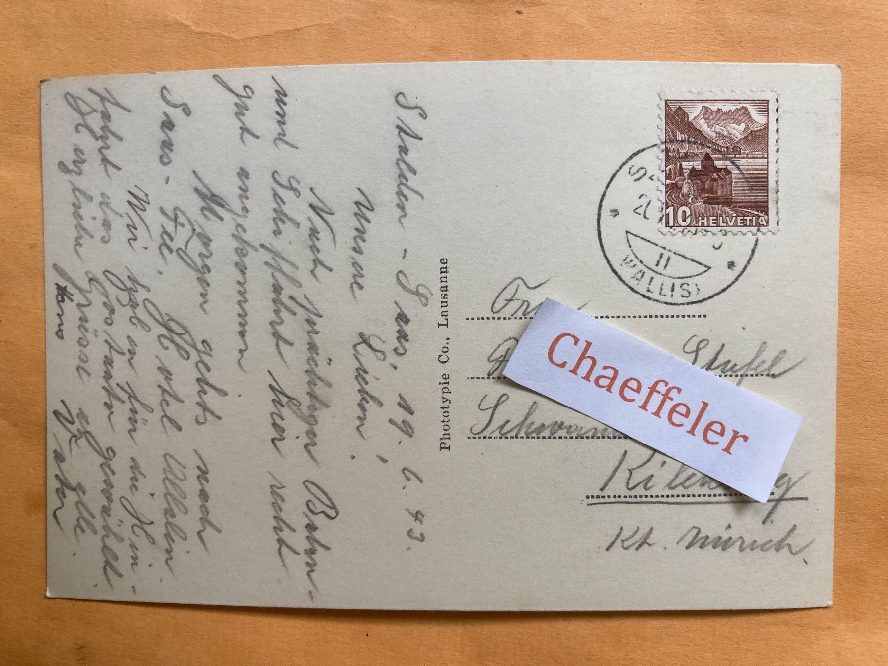 Ansichtskarten: 554 Stalden. 1943. – Gebraucht aus Zürich von Chaeffeler 1