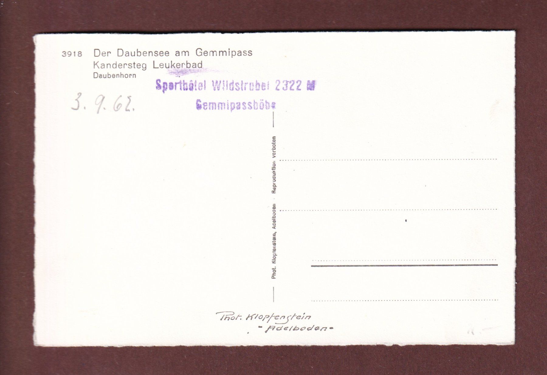 Cartoline postali: DAUBENSEE am Gemmipass - Schafherde - 1962 – Usato da Pully venduto da nicecards-shop 1