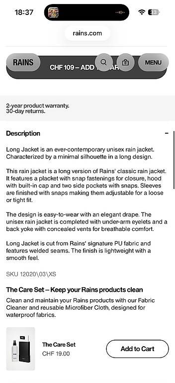 Giacche: RAINS Regenjacke Grösse s/m – Usato da Winterthur venduto da sandra567 3