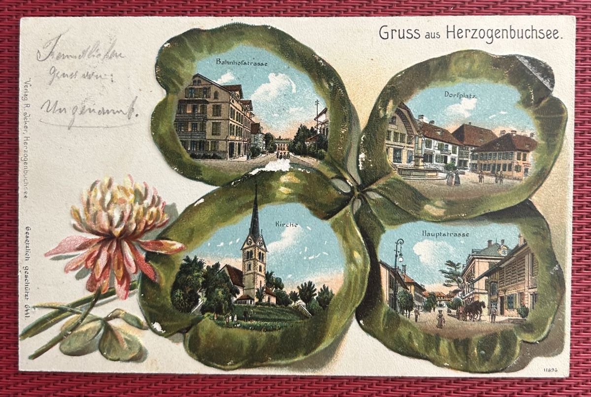 Cartoline postali: Gruss aus Herzogenbuchsee Kleeblattlitho  – Usato da Horw venduto da Tellbub