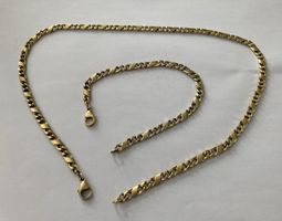 Silber Lot Kette Armband 925 Figaro Set vergoldet 43g Italy