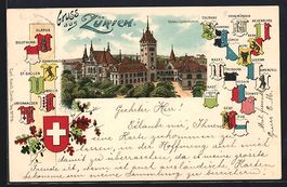 Litho Zürich, Blick zum Landesmuseum, v